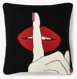 Ručne vyrobený vlnený dekoračný vankúš Lips Hush