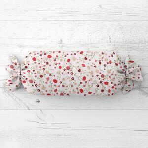 Biante Vankúš valec bonbon Sandra SA-719 Červeno-béžové drobné kvietky na bielom 15x40 cm