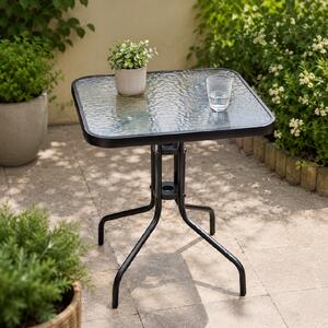 Záhradný stôl so sklenenou doskou BestBerg BBGF-GT2 / 60 × 60 × 70 cm / čierna/transparentná