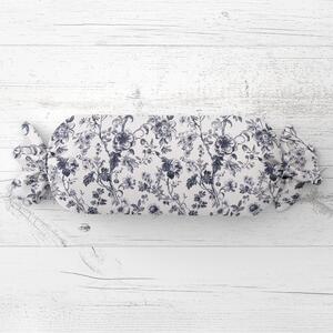 Biante Vankúš valec bonbon Sandra SA-638 Temne modré kvety na bielom 15x40 cm