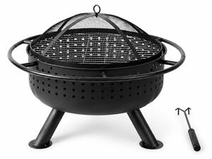 Záhradné ohnisko s roštom a kutáčom BestBerg BBFP-F10 / Ø 51 cm / oceľ / čierna