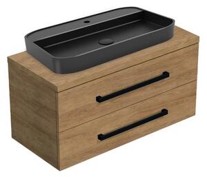 Kúpeľňová skrinka s umývadlom a krycou doskou SAT Cube Way 120x47,5x46 cm dub Hickory mat CUBE46C1003DHSAT40