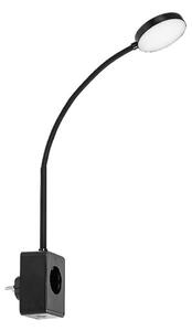 Rabalux 71284 - LED stmievateľná nástenná lampa TIVRO 4W/230V s USB do zásuvky čierna