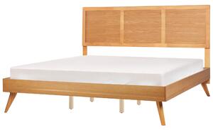 Posteľ prírodný jaseň MDF 180 x 200 cm lamelový rošt s čelom rustikálny štýl spálňa