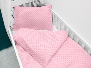 Biante Detské posteľné obliečky do postieľky Minky 3D bodky MKP-035 Svetlo ružové Do postieľky 90x130 a 40x60 cm