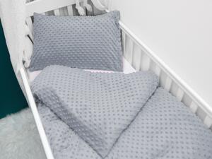 Biante Detské posteľné obliečky do postieľky Minky 3D bodky MKP-050 Striebornosivé Do postieľky 90x120 a 40x60 cm