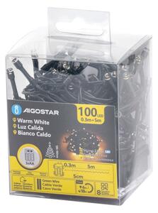 Aigostar - LED vonkajší reťaz 100xLED/8 funkcií 3xAA 5,3 m IP44 teplá biela