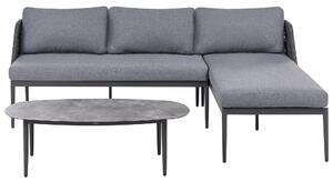 3-miestna záhradná sedacia súprava sivá látkové čalúnenie hliníkový rám ľavostranná so stolíkom moderný boho štýl záhrada terasa