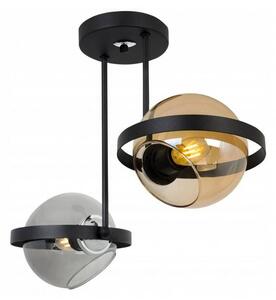 Modernistická lampa so skleneným tienidlom a kovovým krúžkom