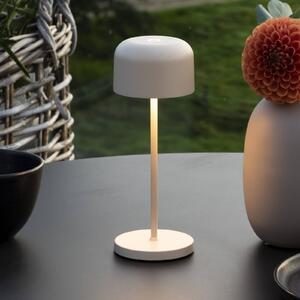 Stolová LED lampa Lille na batérie, výška 20 cm, piesková farba, IP54, USB, Krémová / jantárovo žltá, Obývacia izba / jedáleň, Hliník, Moderný, Stojacie svietidlo