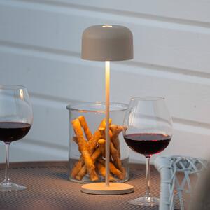 Stolová LED lampa Lille na batérie, výška 36 cm, piesková farba, IP54, USB, Krémová / jantárovo žltá, Obývacia izba / jedáleň, Hliník, Moderný, Stojacie svietidlo
