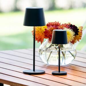 Stolová LED lampa na batérie Vence, výška 32 cm, čierna, IP54, USB, Čierna, Obývacia izba / jedáleň, Hliník, Moderný, Stojacie svietidlo