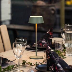 Stolová LED lampa Menton, zelená, výška 27 cm, IP54, USB, Zelená, Obývacia izba / jedáleň, Hliník, Moderný, Stojacie svietidlo