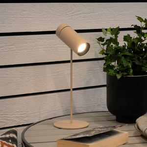 Stolová LED lampa Multi na batérie, piesková farba, výška 30 cm, IP54, Krémová / jantárovo žltá, Obývacia izba / jedáleň, Hliník, Moderný