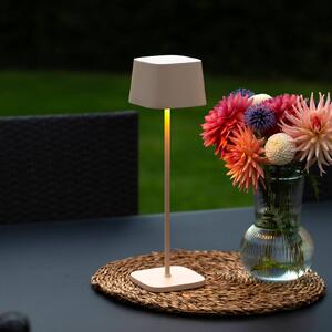 Stolová LED lampa Capri na batérie, výška 36 cm, piesková farba, IP54, Krémová / jantárovo žltá, Obývacia izba / jedáleň, Hliník, Moderný, Stojacie svietidlo