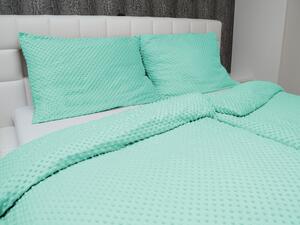 Biante Hrejivé posteľné obliečky Minky 3D bodky MKP-003 Mintové Jednolôžko 140x200 a 70x90 cm