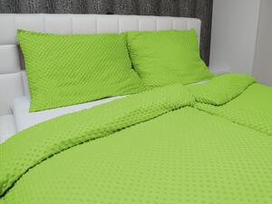 Biante Hrejivé posteľné obliečky Minky 3D bodky MKP-007 Hráškovo zelené Predĺžené 140x220 a 70x90 cm