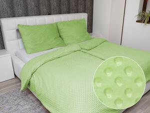 Biante Hrejivé posteľné obliečky Minky 3D bodky MKP-005 Pastelové svetlo zelené Jednolôžko 140x200 a 70x90 cm