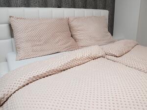 Biante Hrejivé posteľné obliečky Minky 3D bodky MKP-010 Púdrovo béžové Jednolôžko 140x200 a 70x90 cm