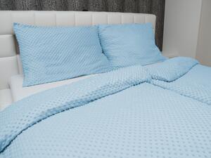 Biante Hrejivé posteľné obliečky Minky 3D bodky MKP-008 Nebeské modré Jednolôžko 140x200 a 70x90 cm