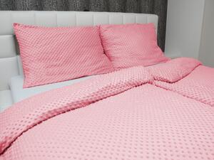 Biante Hrejivé posteľné obliečky Minky 3D bodky MKP-011 Svetlo ružové Jednolôžko 140x200 a 70x90 cm