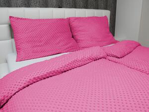 Biante Hrejivé posteľné obliečky Minky 3D bodky MKP-020 Ružovo fialové Predĺžené 140x220 a 70x90 cm