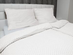 Biante Hrejivé posteľné obliečky Minky 3D bodky MKP-016 Krémovo biele Predĺžené 140x220 a 70x90 cm
