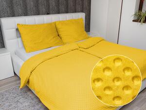 Biante Hrejivé posteľné obliečky Minky 3D bodky MKP-026 Horčicové Jednolôžko 140x200 a 70x90 cm