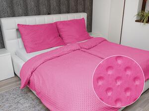 Biante Hrejivé posteľné obliečky Minky 3D bodky MKP-020 Ružovo fialové Jednolôžko 140x200 a 70x90 cm