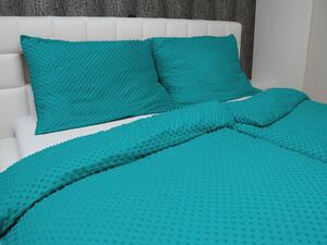 Biante Hrejivé posteľné obliečky Minky 3D bodky MKP-027 Petrolejové Predĺžené 140x220 a 70x90 cm