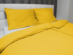 Biante Hrejivé posteľné obliečky Minky 3D bodky MKP-026 Horčicové Predĺžené 140x220 a 70x90 cm