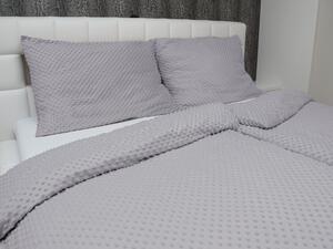 Biante Hrejivé posteľné obliečky Minky 3D bodky MKP-048 Sivé Predĺžené 140x220 a 70x90 cm