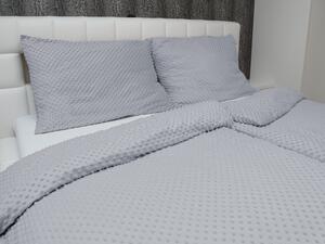 Biante Hrejivé posteľné obliečky Minky 3D bodky MKP-050 Striebornosivé Predĺžené 140x220 a 70x90 cm