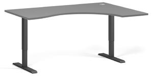 Ergonomický výškovo nastaviteľný stôl, 160x120 cm, 1 motor, L/P, čierna podnož, grafit