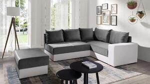 Mirjan24 Rohová sedacia súprava Ageo, Dostupné poťahy: Ekokoža Soft 017 (biela) + Kronos 22, Strana: pravá, Taburetka: nie 5902928172164