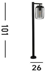 Chodníkové svetlo, IP44, čierne, výška 100 cm, kov