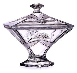 Bohemia Crystal Ručne brúsená dóza s viečkom Mašľa 225mm