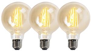 Sada 3 stmievateľných LED žiaroviek E27 G95 zlatá 5W 450lm 2200K