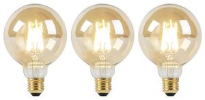 Sada 3 LED žiaroviek E27 Dim to Warm G95 zlatá 8W 806lm 2000-2700K