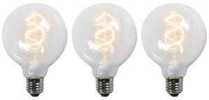 Sada 3 LED žiaroviek E27 s krúteným vláknom G95 priehľadné 5W 400lm 2200K