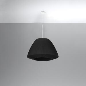 Závesné svietidlo Bella, 1x čierne textilné tienidlo, (biele sklo), (fi 60 cm)