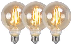 Sada 3 stmievateľných LED žiaroviek E27 G95 dymová 5W 380lm 2200K