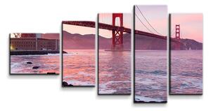 Sablio Obraz - 5-dílný Golden Gate - 100x60 cm