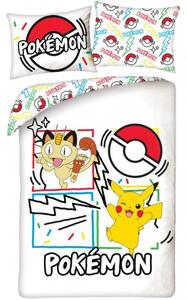 Posteľné obliečky z mikrovlákna Pokémoni Pikachu a Meowth - 70 x 90 cm + 140 x 200 cm
