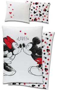 Bavlnené posteľné obliečky Minnie & Mickey Mouse - motív Love - 100% bavlna Renforcé - 90 x 70 cm + 140 x 200 cm