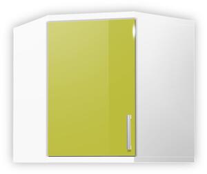 Kúpeľňová skrinka rohová závesná K33 farba korpusu: Bielý, farba dvierok: Lemon lesk