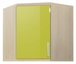Kúpeľňová skrinka rohová závesná K33 farba korpusu: Agát, farba dvierok: Lemon lesk