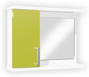 Kúpeľňová skrinka so zrkadlom K10 ľavá farba korpusu: Bielý, farba dvierok: Lemon lesk