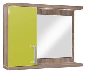 Kúpeľňová skrinka so zrkadlom K10 ľavá farba korpusu: Dub sonoma tmavý, farba dvierok: Lemon lesk