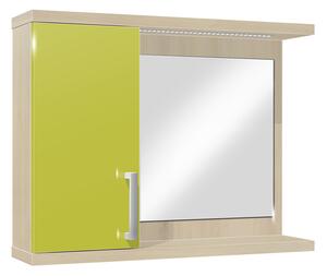 Kúpeľňová skrinka so zrkadlom K10 ľavá farba korpusu: Agát, farba dvierok: Lemon lesk